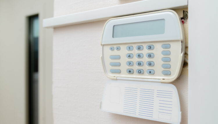 Decorative image of alarm dial panel on wall