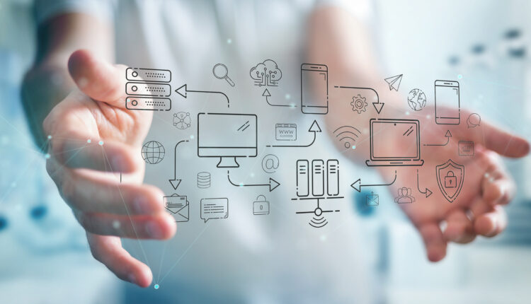Decorative image of tech device icons