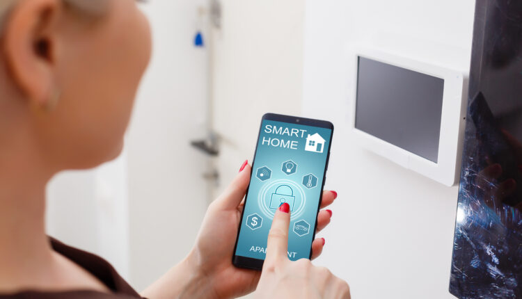 Decorative image of smartphone usage to unlock door
